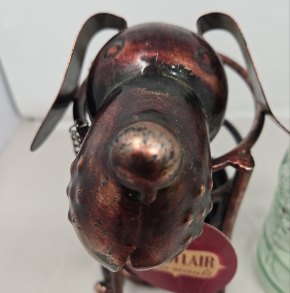 Deco Flair Cute Dog Patina Copper Wine Holder 13x6x4 (with a bottle) Flop Ears - Picture 10 of 13